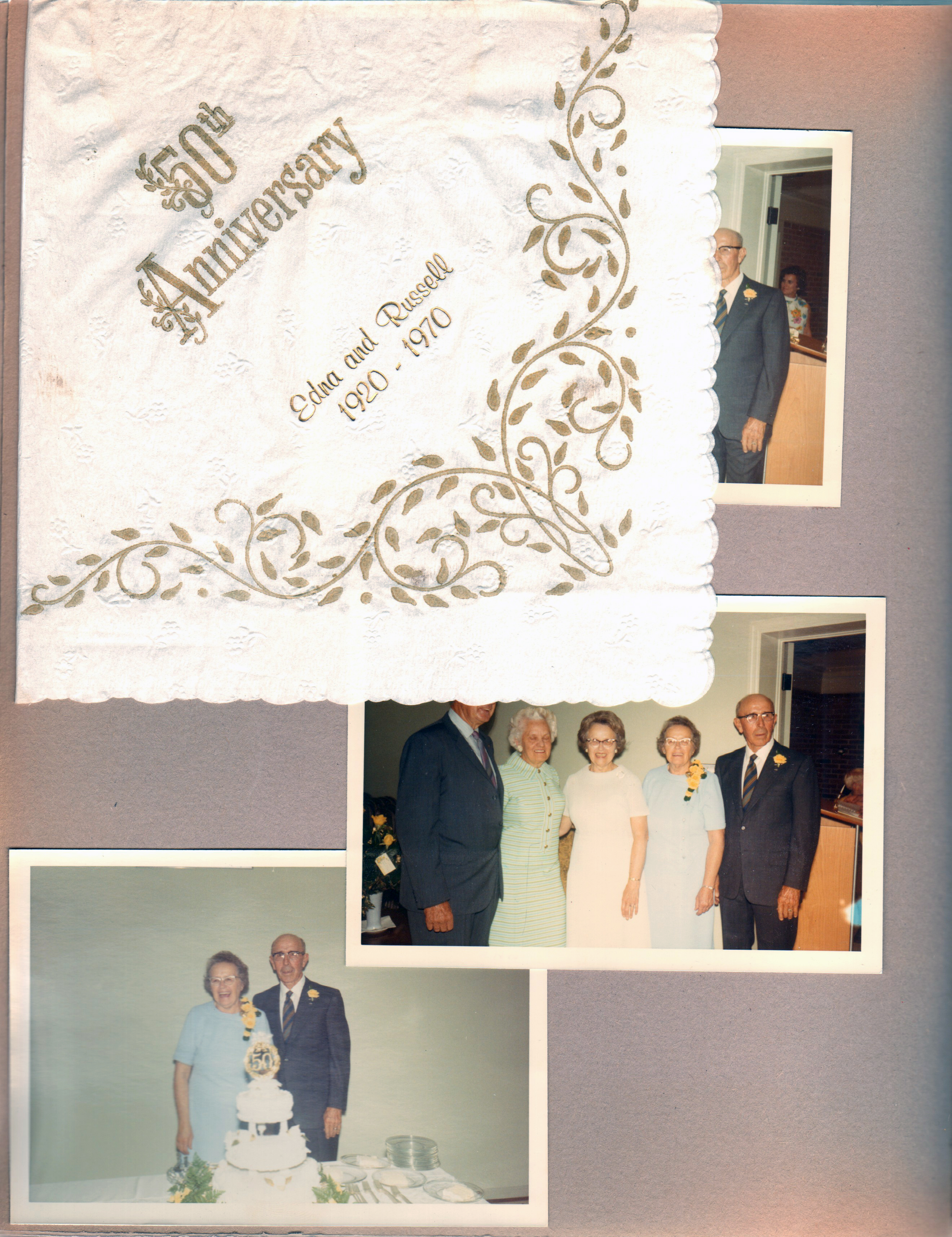50th anniversary - Edna and Russell Roberts. napkin. 