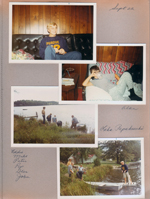 Wawasee - Mike Gibson on sofa. alan. Lake Papakeechi - Eddie, Mike, Peter, Girstle, Glen, John.