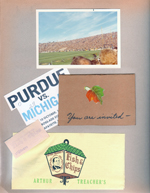Purdue - football game. invitation. Arthur Treacher's Fish and Chips napkin and receipt.