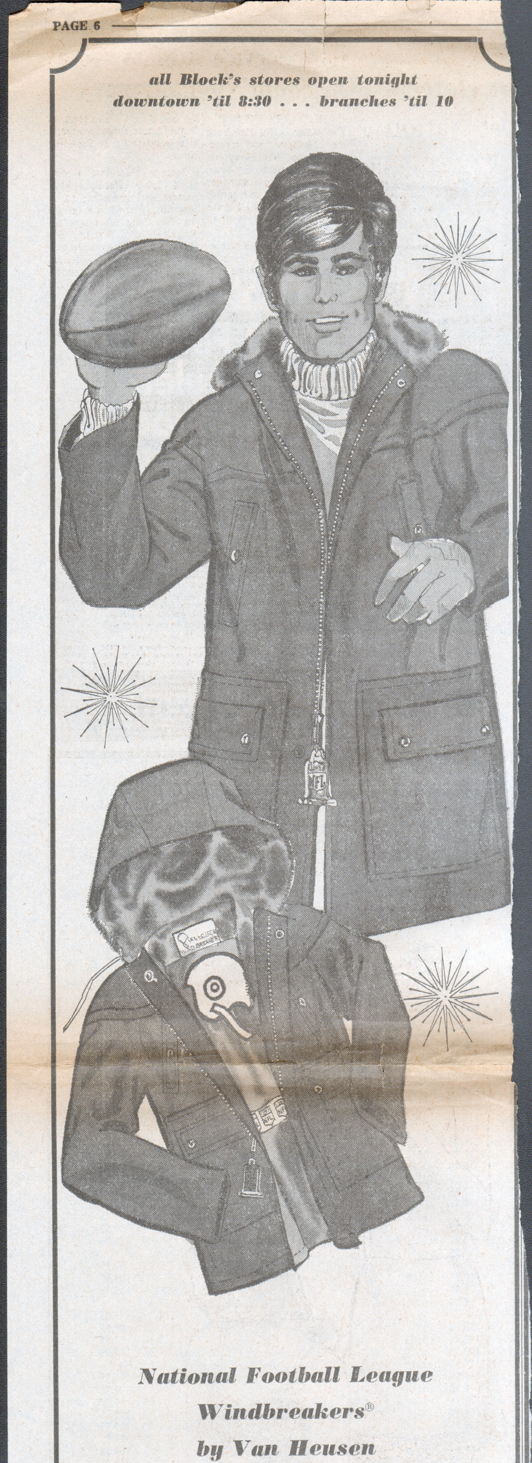 newspaper clipping - Wm H Block ad for Van Heusen coat.