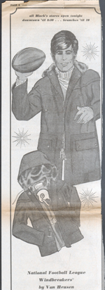 newspaper clipping - Wm H Block ad for Van Heusen coat.