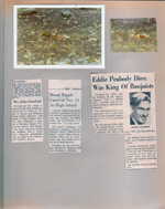 6122 yard - squirrel eating corn. newspaper clipping - Joyce Glassford obit. BRHS Carnival. Eddie Peabody dies.