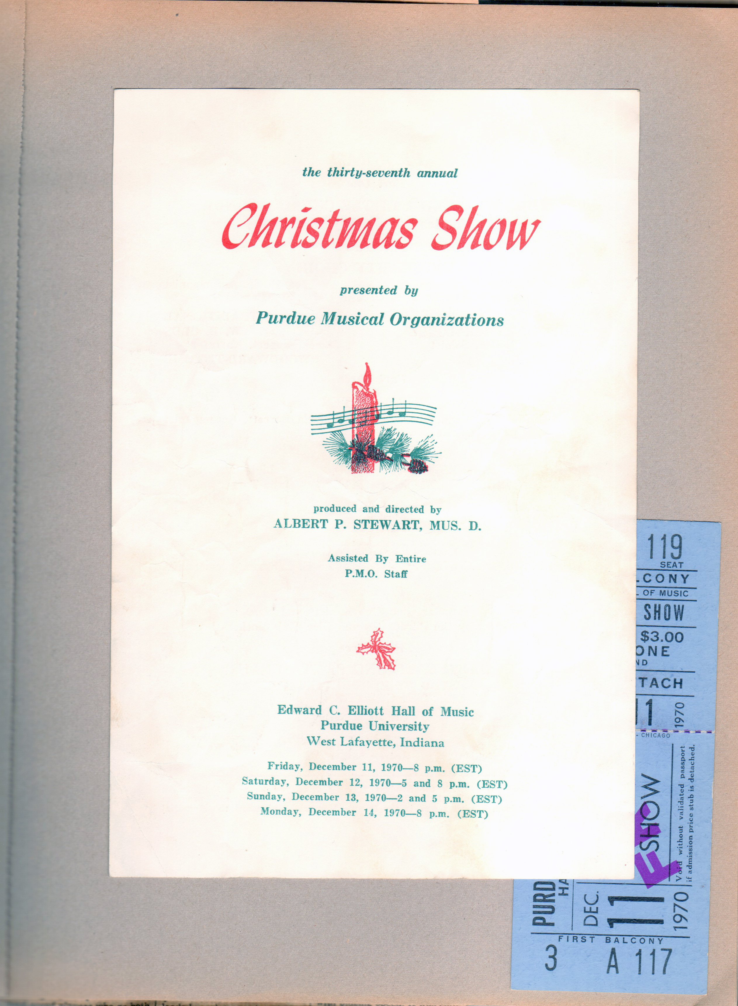Purdue Christmas program and ticket