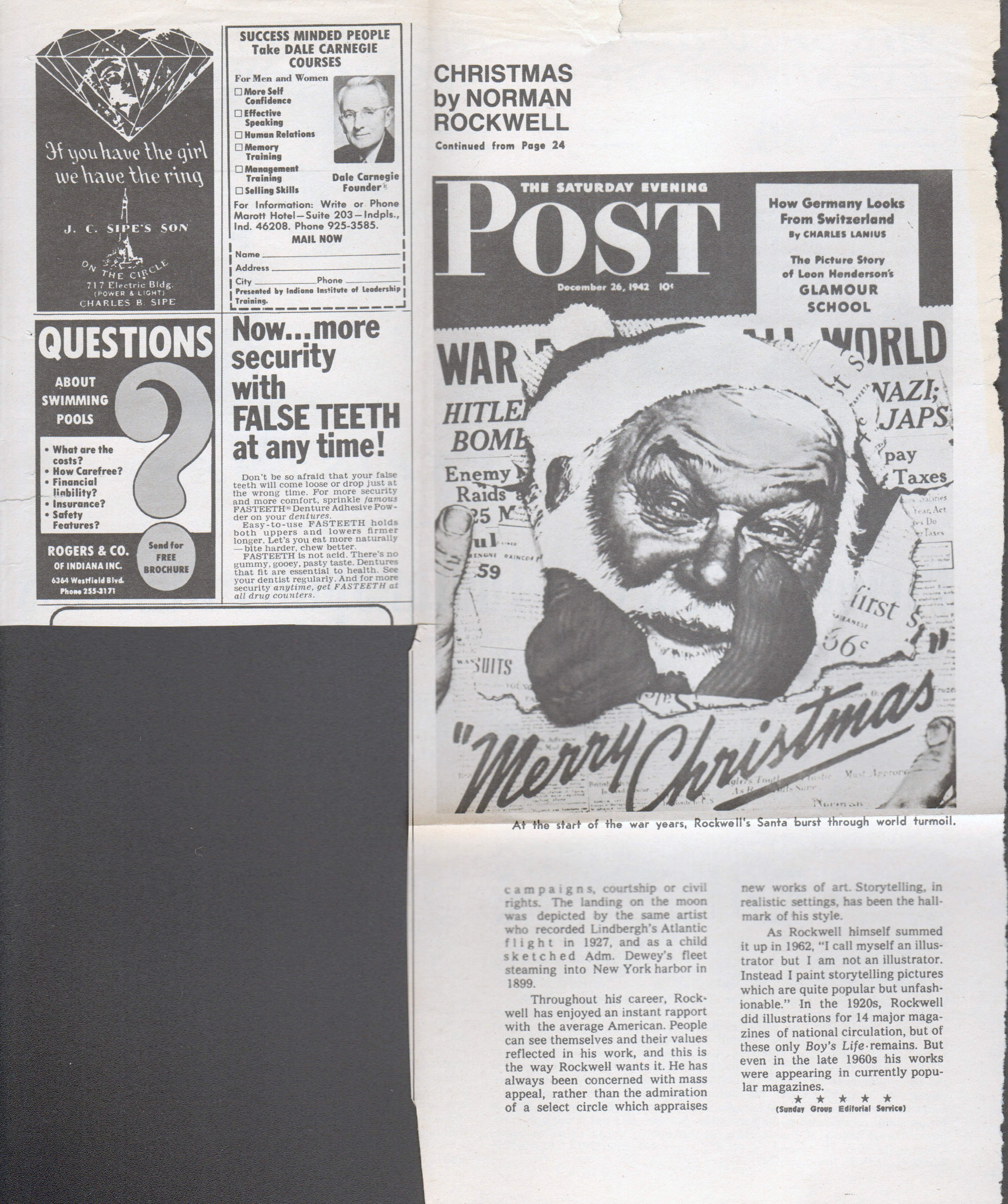 newspaper clipping - Christmas by Norman Rockwell