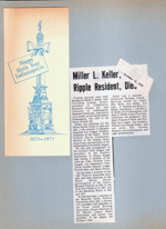 Happy Birth Year Indianapolis 1821-1971. newspaper clipping - Miller Keller Broad Ripple resident dies 6164 Carrollton.