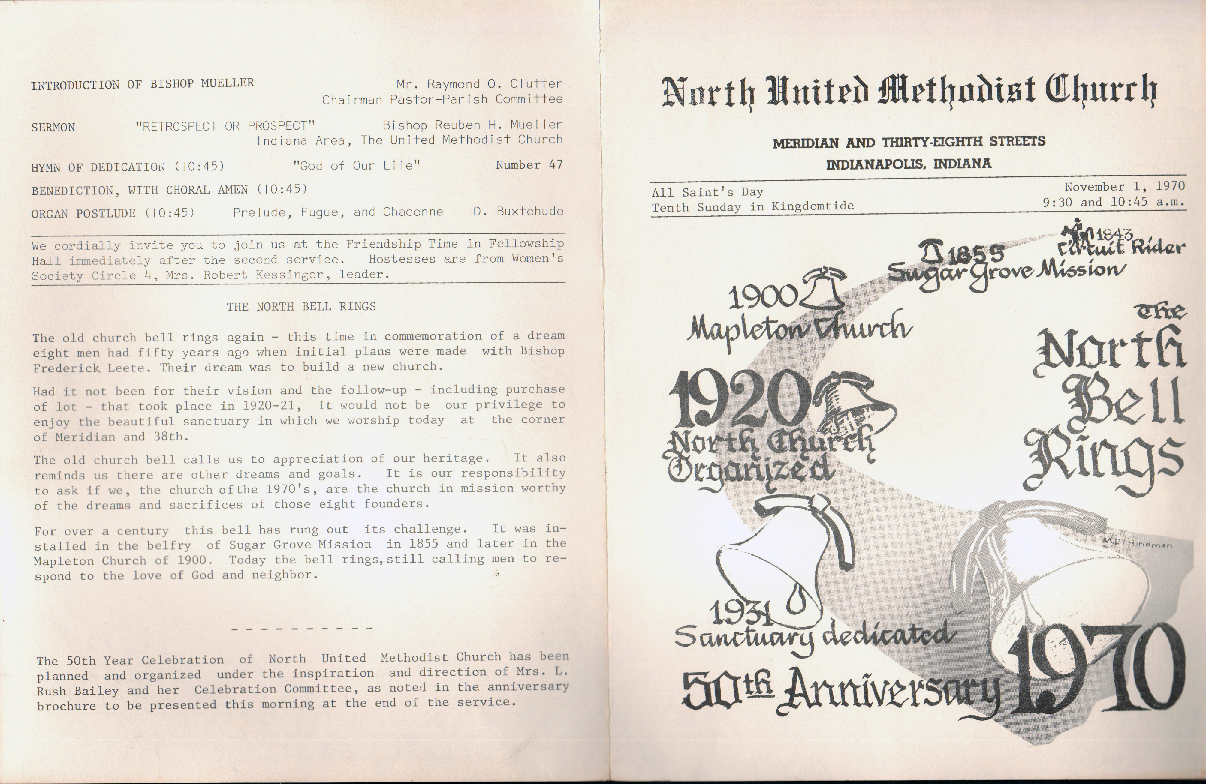 North United Methodist Church program Nov 1 1970 - bell