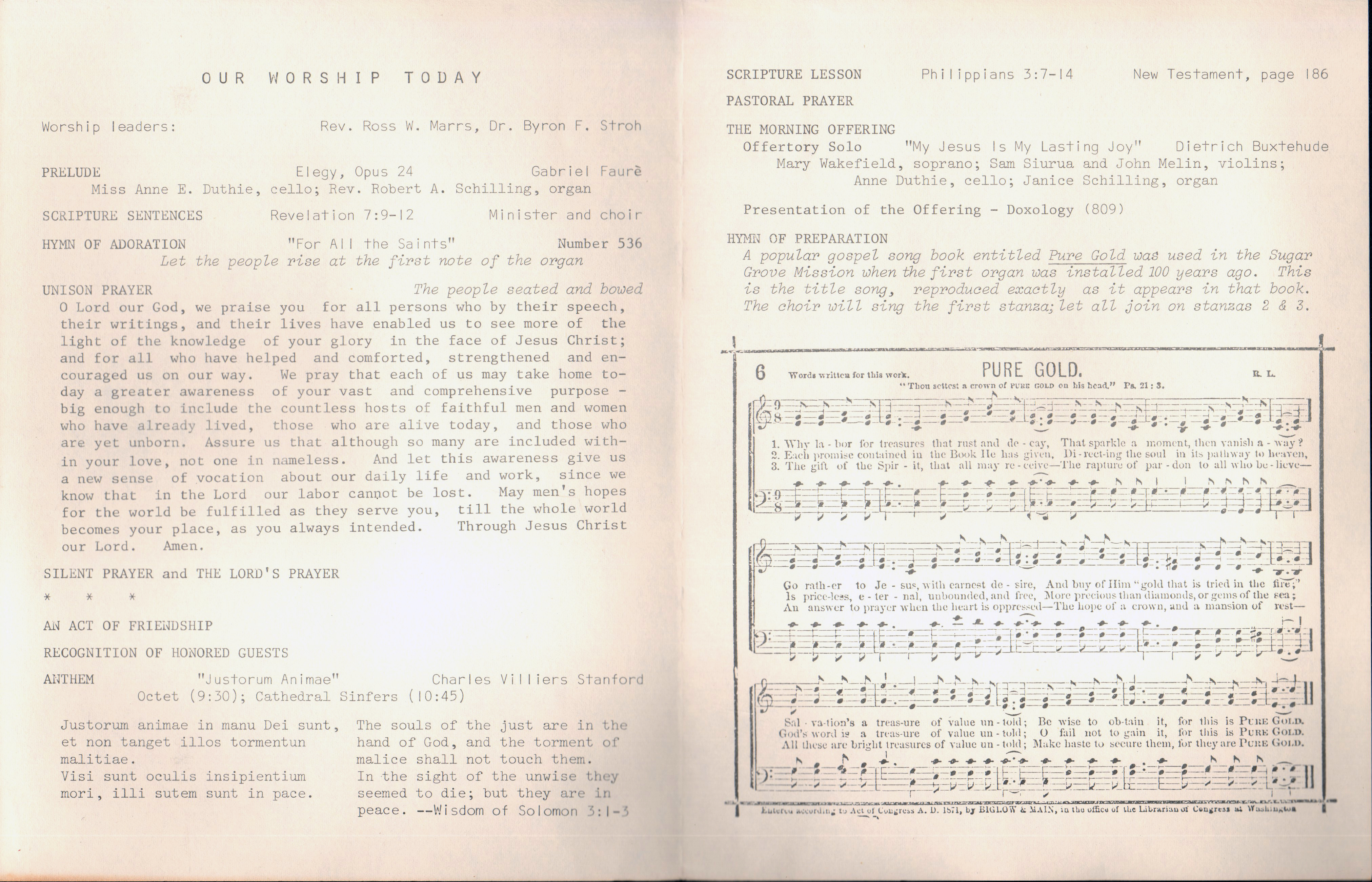 North United Methodist Church program Nov 1 1970