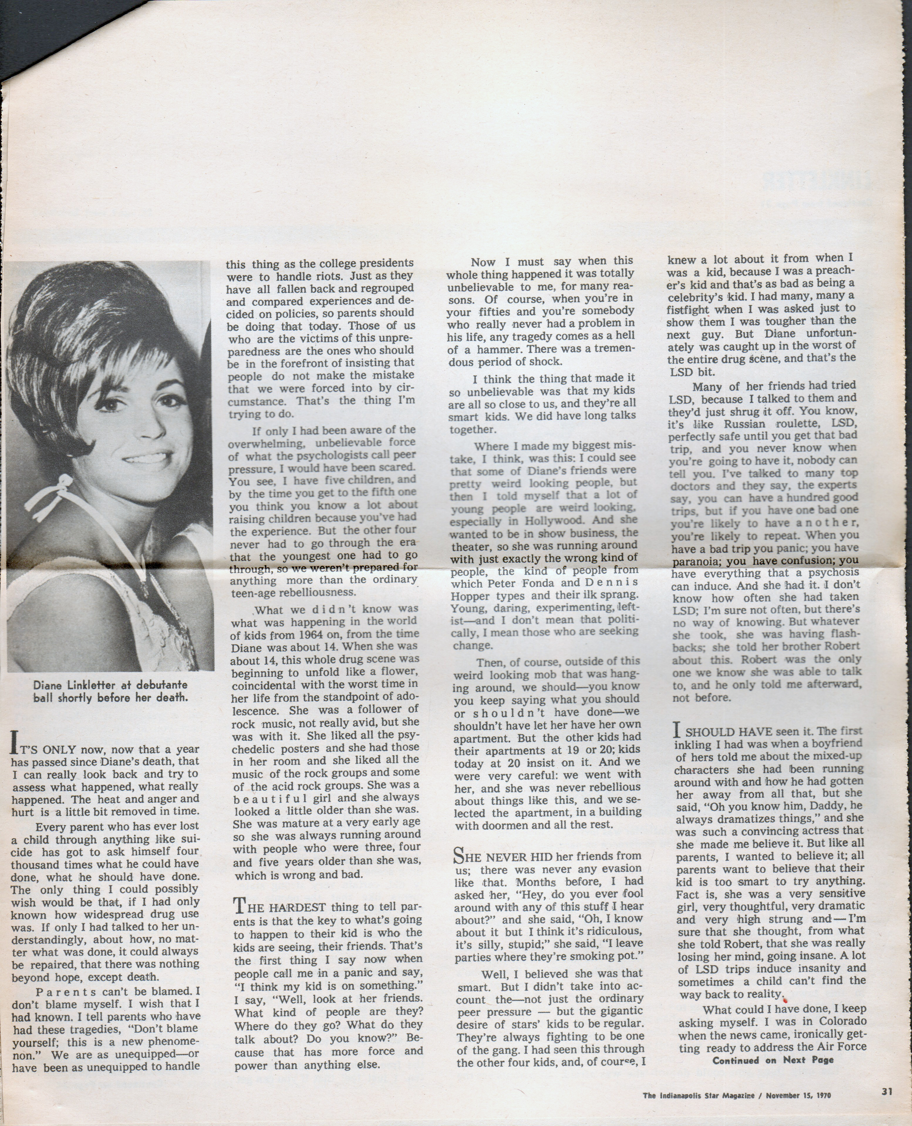 magazine clipping - Art Linkletter - Things I Wish I'd Known
