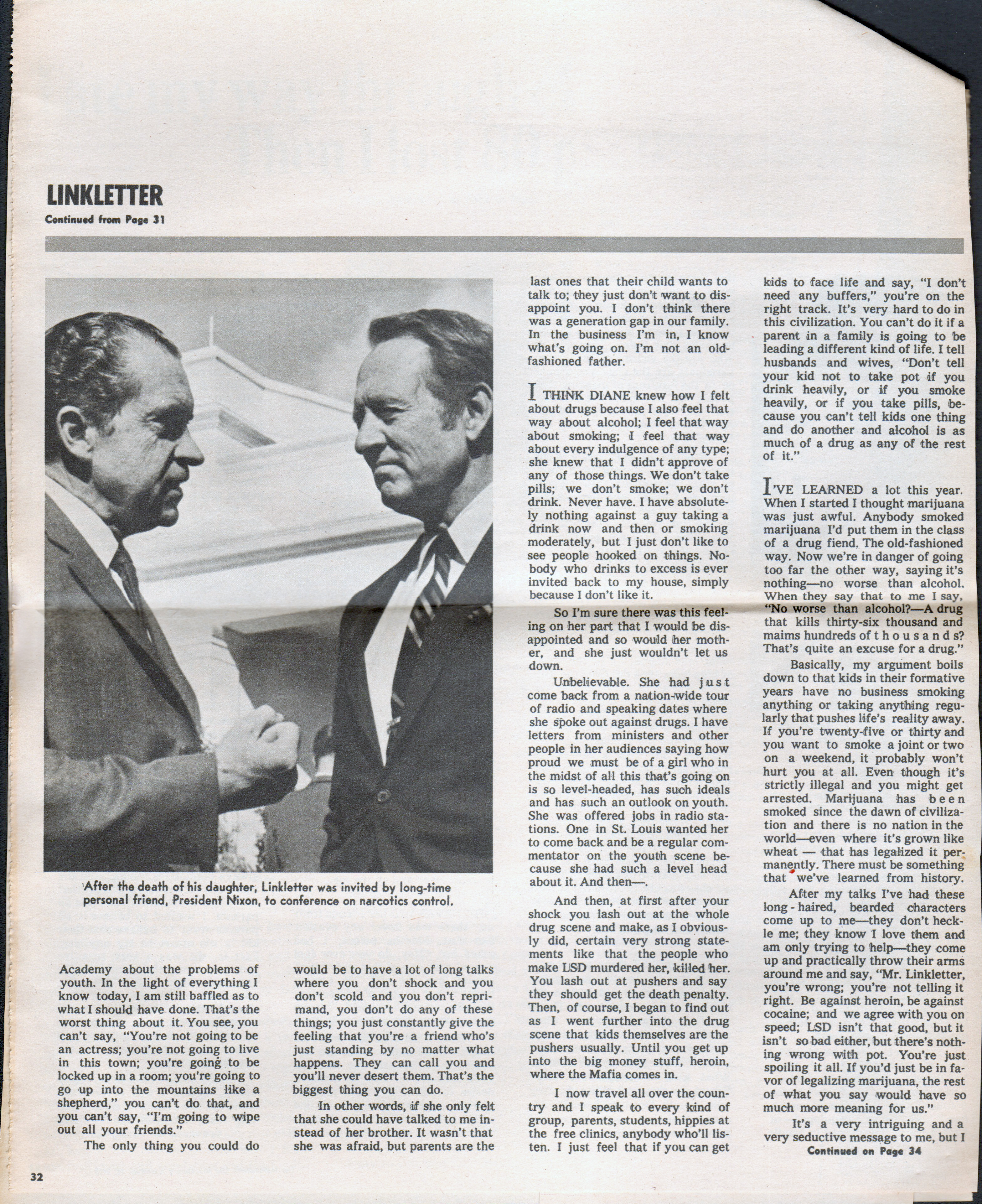 magazine clipping - Art Linkletter - Things I Wish I'd Known