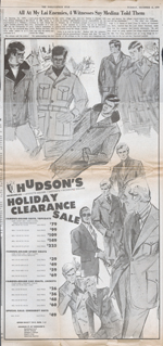 newspaper clipping - Hudson coats ad