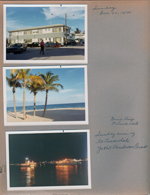Florida - Hollywood Beach - Neptune - looking north on broadwalk. Beach and palms trees. Ft Lauderdale Yacht Christmas parade.