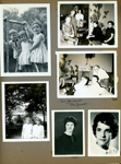 Cindy and Carole on swing set. 6122 - Vonnie, Rosemary with movie projector on cart, Betty - Bess Gruesbeck and Mrs Jacobs. Living room - Ronnie, Alan, Curt. Susan and Beth Gootee? in yard. Jane and Ann Letsinger portraits.