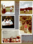 Girstle Hague and Curt Letsinger - Hagues see Curt's beans in Owen Country. Helen. Alan 7 years old by pine at 6122. Seeing sights at Glendale - Skipper dolphin show in parking lot.
