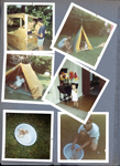6122 building kool-aid stand with Evrard. Backyard camping at Borgerhoff's - Michele. Ian inside at 6225 Carrollton Borgerhoff house. Turtles.