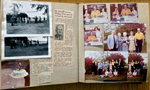 8815 Haverstick yard - Glen, Karen, Marlene, Edna, Helen, Edith, Mary, Ronna, Nancy, Tracie, Girstle, John, Russell, Susan. Rosemary made fisherman cake. newspaper clipping - Mac Williams obituary. newspaper clipping - Harold Gossett obituary. 8815 Haverstick dining room - Nancy, Girstle, Mary. Yard - Russell, Edna, Helen, Edith, Girstle. Alan.