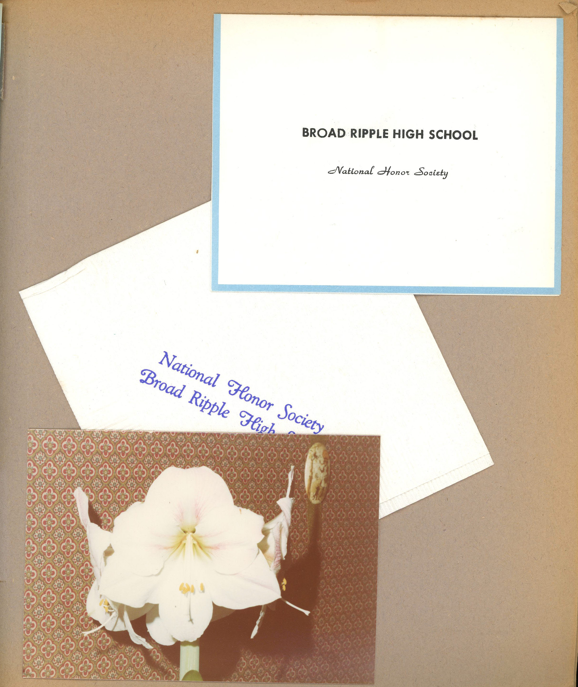 BRHS National Honor Society invitation and napkin.