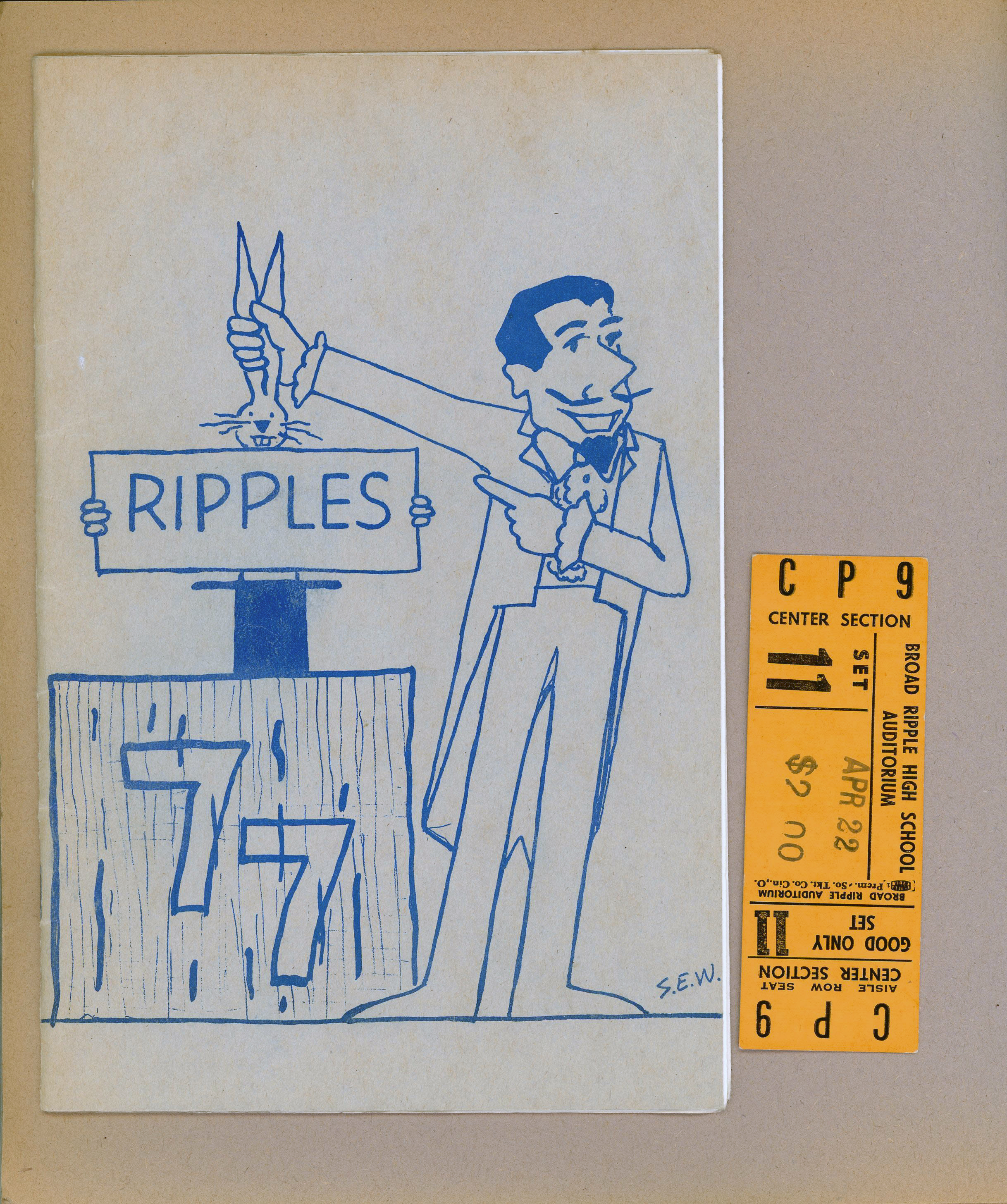 BRHS Ripples 1977 program and ticket.