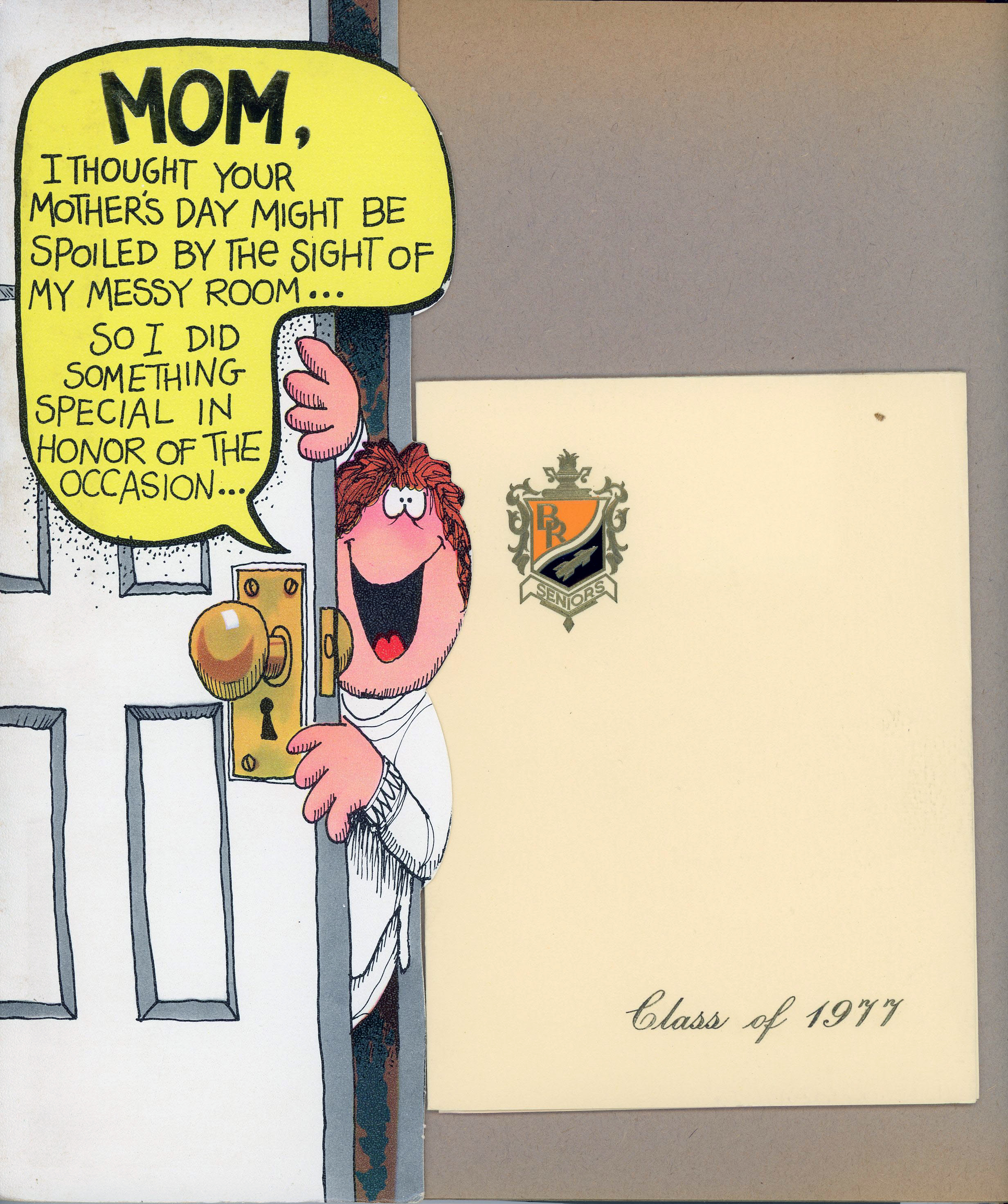 Mother's Day card. BRHS class of 77 graduation announcement - Mary Lobraico