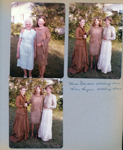 8815 Haverstick yard next to house - Helen and Ronna. Tracie, Karen and Mary in old wedding dresses from Nora Dawson and Helen Hague.
