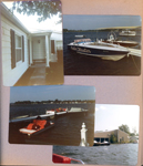 Wawasee - back boor area. Fuller Master Blaster boat. Pier - fishing boat, pedal boat, Sylvan, Glen's?. Wawasee Marina.