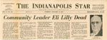 newspaper clipping - Eli Lilly dies