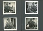 6122 living room - Christmas 1951 - tree, TV, wall planter.  John with gifts. Rosemary by tree.