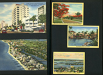 postcard Exclusive Ocean-Front Hotels looking north from 61st St on Collins Avenue - Miami Beach, Florida DC-20. postcard Fabulous Playground of the Americas Miami Beach, Florida aerial DC-20.  tiny travel souvenir cards - Royal Poinciana Trees Miami. Venetian Pool - Coral Gables. Causeway, Bay Islands and Miami from Miami Beach. aerial.