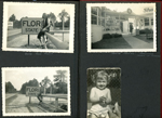 Going back north - John and Rosemary at Florida State Line highway sign. Leaving Florida - purchases apron at Shadrick's. baby at Rivi? Diane Phegley.